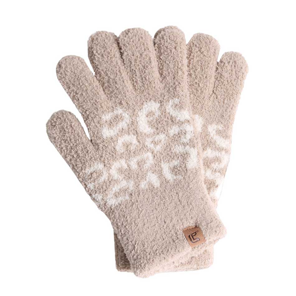 Beige Leopard Cozy Gloves, gives your look so much eye-catching texture with Leopard Cozy Gloves, a cozy feel, very fashionable, attractive, cute looking in winter season.  It will allow you to easily use your electronic devices and touchscreens while keeping your fingers covered, and swiping away! A pair of these gloves are awesome winter gift for your family, friends, anyone you love, and even yourself. Complete your outfit in trendy style!
