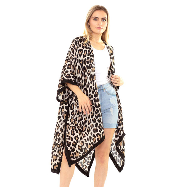 Beige Leopard Print Kimono, Accent your look with this soft lightweight Leopard Print Kimono, wear over your favorite blouse & slacks for a chic look, use over your bathing suit and enjoy the beach or pool. Perfect Birthday Gift, Mother's Day Gift, Anniversary Gift, Vacation Getaway, Thank you Gift, Beachwear, Animal Print Kimono Cover Up