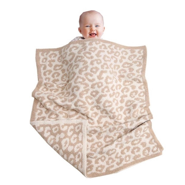 Beige Kids Leopard Patterned Animal Print Comfy Warm Soft Cozy Blanket; great for relaxing at home, watching a movie or going to sleep, this soft cozy blanket will keep you warm and comfortable. Nice and easy to fold and transport, bring this luxurious cozy blanket wherever you go! Perfect Birthday Gift, Anniversary Gift, Christmas Gift, Housewarming Present