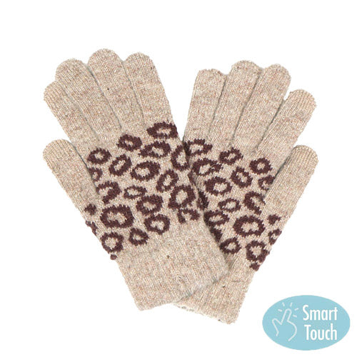 Beige Leopard Patterned Smart Gloves, drag out your dashing look and gives you warmth on cold days. These warm gloves will allow you to use your electronic device and touch screens with ease. The attractive leopard pattern exposes the bold look and trendy appearance. Perfect Gift for this winter!