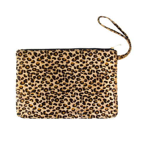 Beige Leopard Print Large Pouch Clutch Bag, This high quality evening clutch is both unique and stylish. perfect for money, credit cards, keys or coins, comes with a wristlet for easy carrying, light and simple. Look like the ultimate fashionista carrying this trendy Shimmery Evening Clutch Bag!