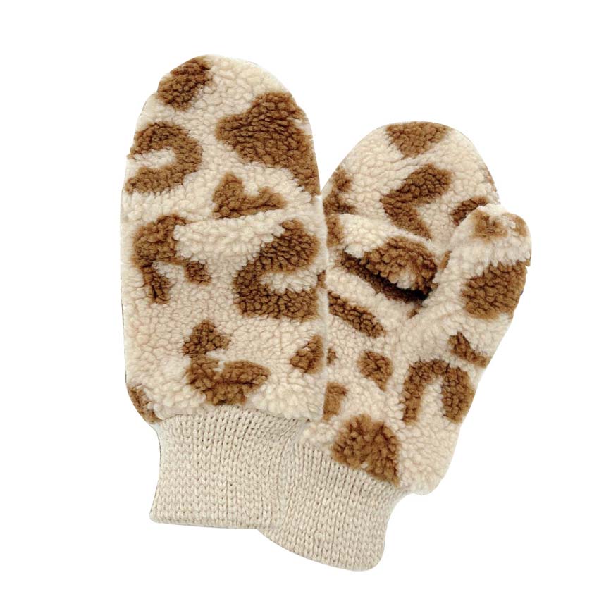 Beige Leopard Teddy Pop Top Mitten, warm and cozy convertible mittens will protect you from the cold weather while you're outside. It's a comfortable, soft brushed poly stretch knit that will keep you perfectly warm and toasty. It's finished with a hint of stretch for comfort and flexibility. Wear gloves or cover up as a mitten to make your outfit gorgeous with luxe and comfortability. Either way, you will love these soft neutral colors. A beautiful gift 