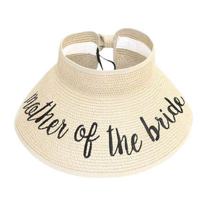 Beige Mother Of The Bride Message Roll Up Foldable Visor Sun Hat, This visor hat with Mother Of The Bride Message is Open top design offers great ventilation and heat dissipation. Features a roll-up function; incredibly convenient as it is foldable for easy storage or for taking on the go while traveling. Wonderful UV Protection Summer sun hat that is perfect for gardening, walking along the beach,hanging by the pool, or any other outdoor activities.