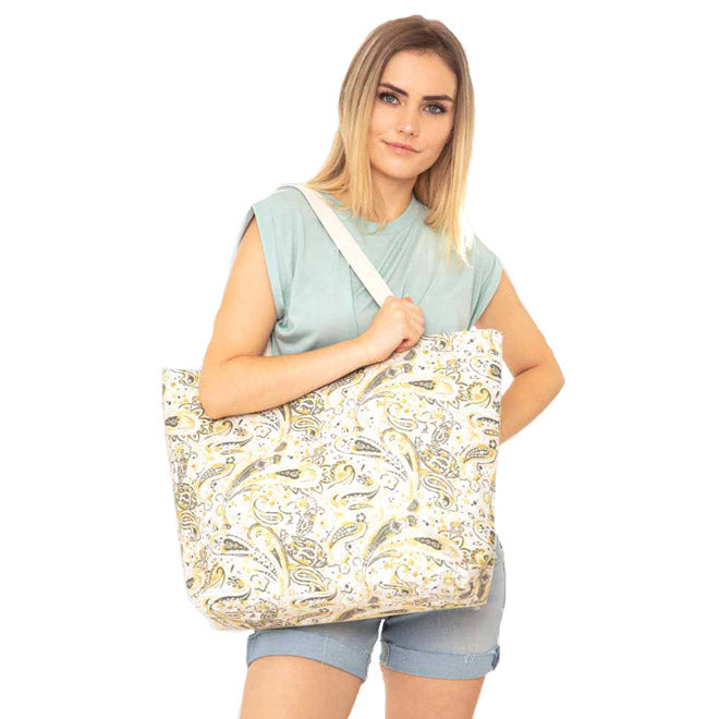  Paisley Pattern Beige Shoulder Bag