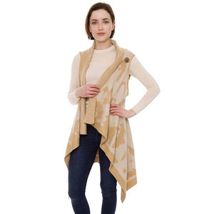 Beige Pattern Design Super Soft Flounce Poncho Outwear Shawl Cape Cover Up Vest, the perfect accessory, luxurious, trendy, super soft chic capelet, keeps you warm & toasty. You can throw it on over so many pieces elevating any casual outfit! Perfect Gift Birthday, Holiday, Christmas, Anniversary, Wife, Mom, Special Occasion