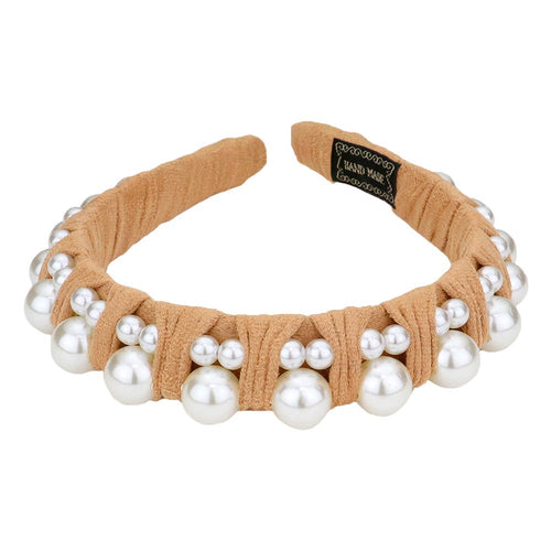 Pearl Embellished Headband - Beige