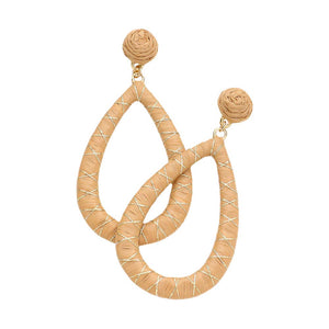 Beige Raffia Wrapped Open Teardrop Dangle Earrings, turn your ears into a chic fashion statement with these Earrings! The beautifully crafted design adds a glow to any outfit. Which easily makes your events more enjoyable. Perfect gifts for weddings, Prom, birthdays, anniversaries, holidays, Valentine’s Day, or any occasion.