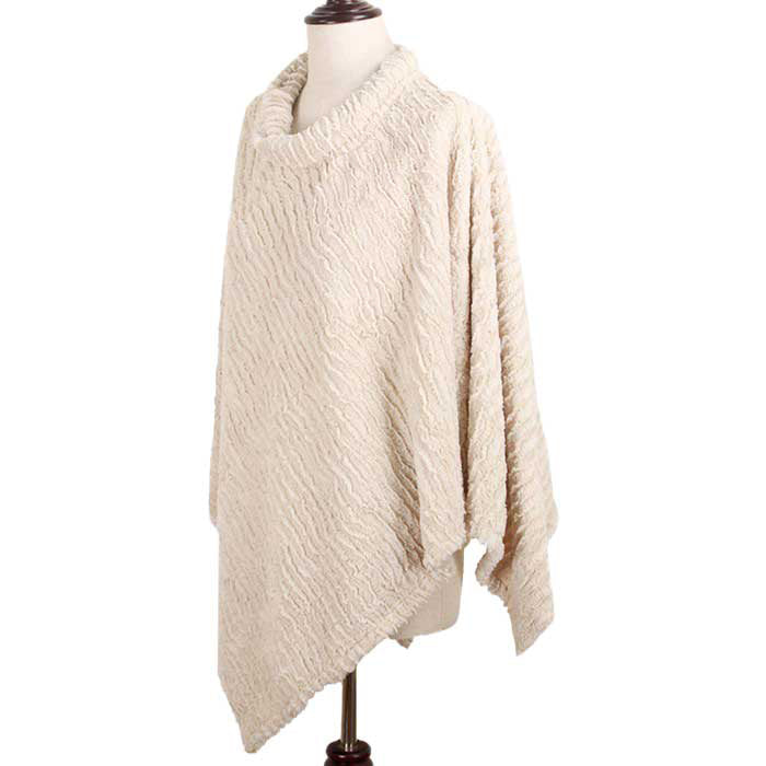 Beige Roose Turtleneck Ribbed Poncho, is the perfect accessory for the comfort, luxury and trendiness this winter. You can throw it on over so many pieces elevating any casual outfit! Smooth and cool color variety and eye-catching look will enrich your luxe and glamour in a greater extent. Perfect Gift for Wife, Mom, Birthday, Holiday, Christmas, Anniversary, Fun Night Out. Stay awesome with this beautiful poncho!