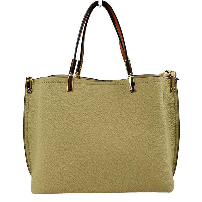 Beige Simpler Times Bucket Crossbody Bags For Women. A great everyday casual shoulder bag composed of Faux leather. A simple design with subtle gold hardware details on the closure.  Magnetic snap closure for an inner zipper pouch opening spacious to hold your phone, wallet, and other essentials securely.