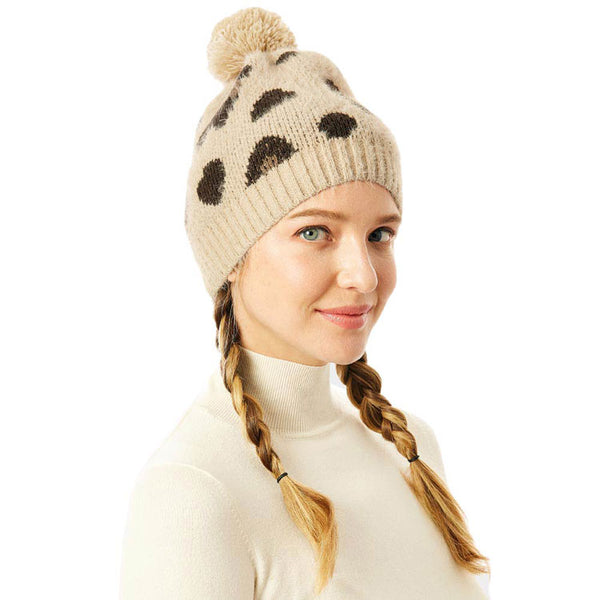 Beige Soft Fuzzy Leopard Print Beanie Hat With Pom Pom, before running out the door into the cool air, you’ll want to reach for this toasty beanie to keep you incrediblywarm. Accessorize the fun way with this faux fur pom pom hat, these leopard themed beanie hat have the autumnal touch you need to finish your outfit in style. Awesome winter gift accessory! Perfect Gift Birthday, Christmas, Stocking Stuffer, Secret Santa, Holiday, Anniversary, Valentine's Day, Loved One.