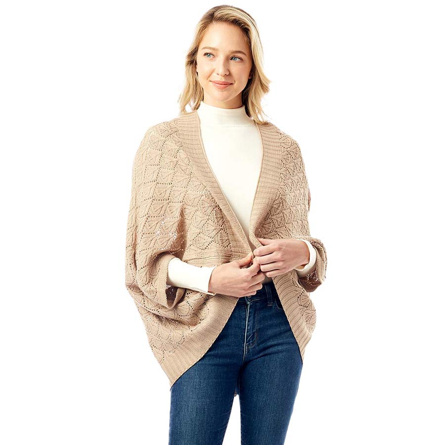 Beige Soft Patterned Crochet Shrug, is complete protection from cold weather and chill that fits with any of your outfits easily. Different color variation makes it more attractive. It's easy to put on and off. This soft patterned shrug gives you a unique yet beautiful look. It ensures your upper body keeps perfectly toasty when the temperatures drop.