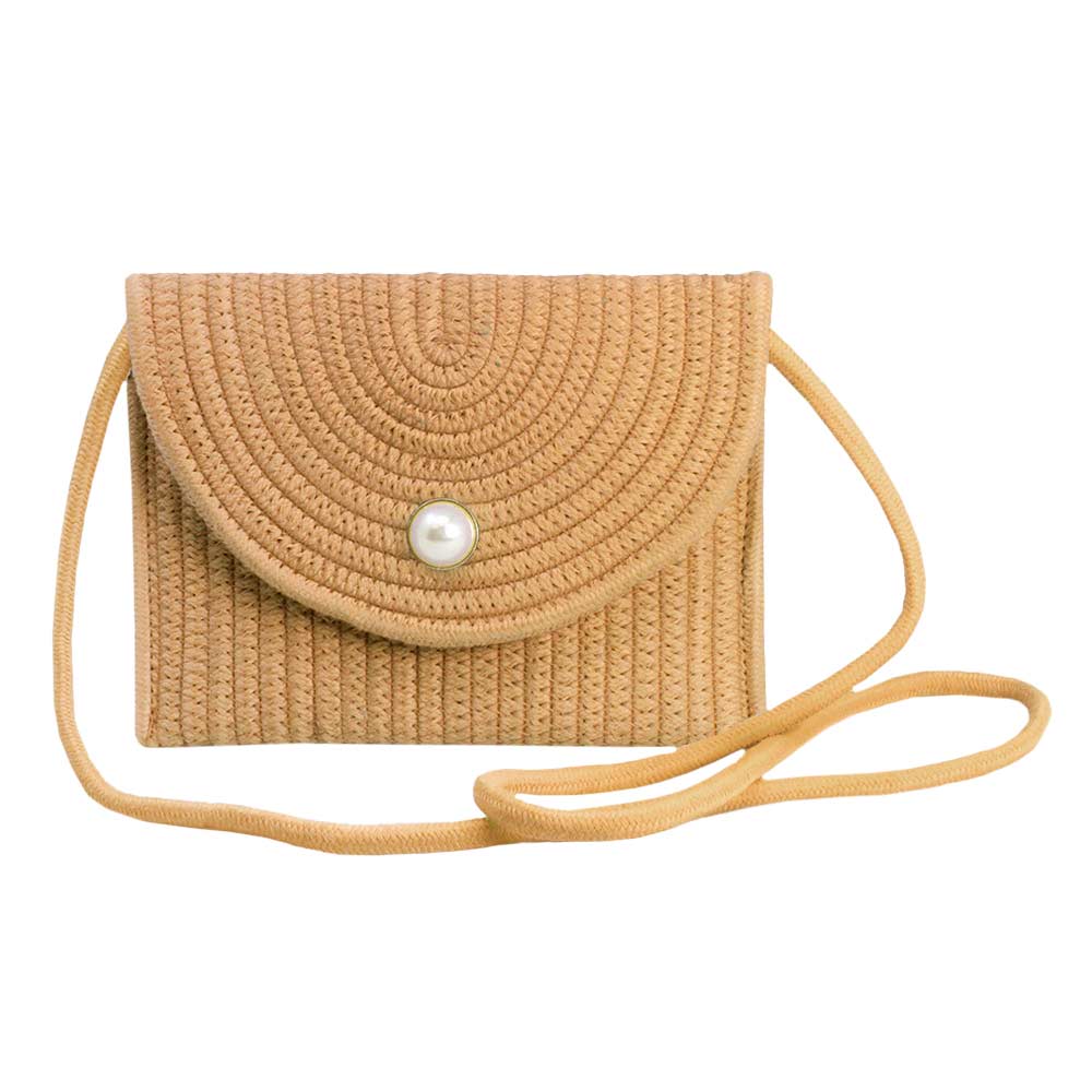 Beige Solid Color With Pearl Button Straw Micro Crossbody Bag, perfectly goes with any outfit and shows your trendy choice to make you stand out on your special occasion. Carry out this straw micro crossbody bag while attending a special occasion. Perfect for carrying makeup, money, credit cards, keys or coins, etc. It's lightweight and perfect for easy carrying. Put it in your bag and find it quickly with its eye-catchy colors. 