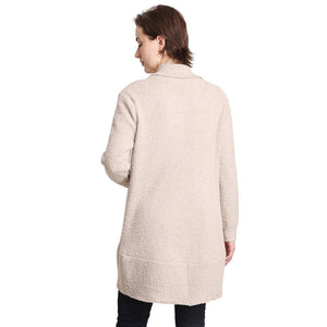 Solid Open Cardigans with Slouchy Long Sleeve the perfect accessory, featuring the  trendy soft chic garment, keeps you warm and toasty, long cardigan for those who like extra layers. Throw it on to elevate any casual outfit! Black, Camel, Ivory; 100% Poly. Microfiber; Hand wash cold