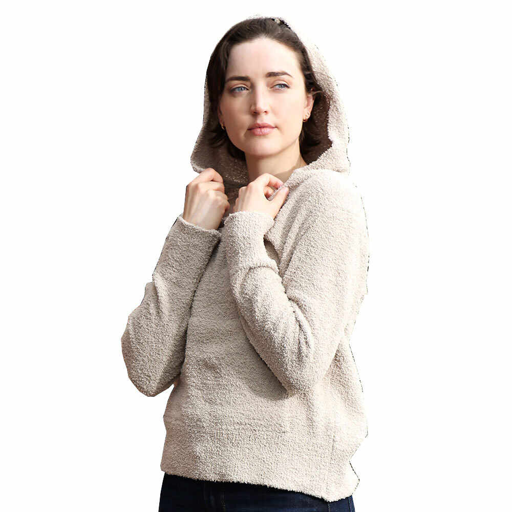 Beige Women's Casual Color Block Hoodies With Long Sleeve, Sweatshirt Outwear Sweater, the perfect accessory, luxurious, trendy, super soft chic capelet, keeps you warm & toasty. You can throw it on over so many pieces elevating any casual outfit! Perfect Gift Birthday, Christmas, Anniversary, Wife, Mom, Special Occasion