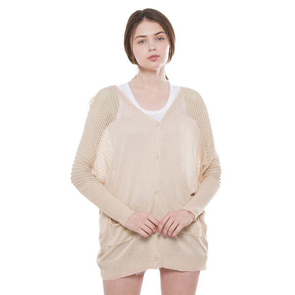 Beige Solid Pockets in Front Cardigan, the perfect accessory, luxurious, trendy, super soft chic capelet, keeps you warm and toasty. You can throw it on over so many pieces elevating any casual outfit! Perfect Gift for Wife, Mom, Birthday, Holiday, Christmas, Anniversary, Fun Night Out.