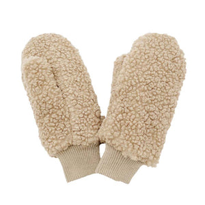 Beige Solid Sherpa Mitten Gloves, are warm, cozy, and beautiful mittens that will protect you from the cold weather while you're outside and amp your beauty up in perfect style. It's a comfortable, soft brushed poly stretch knit that will keep you perfectly warm and toasty. It's finished with a hint of stretch for comfort and flexibility. Wear gloves or a cover-up as a mitten to make your outfit gorgeous with luxe and comfortability.
