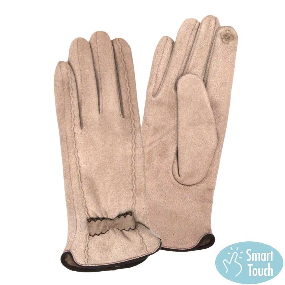 Beige Smart Touch Gloves easy phone use, Chain Plaid Gloves warm comfy faux suede trendy, elegant cold weather design, finished with a hint of stretch for comfort & flexibility. Tech-friendly ideal for staying on the go. Birthday Gift, Christmas Gift, Valentine's Day Gift, Anniversary Gift, Regalo de Navidad