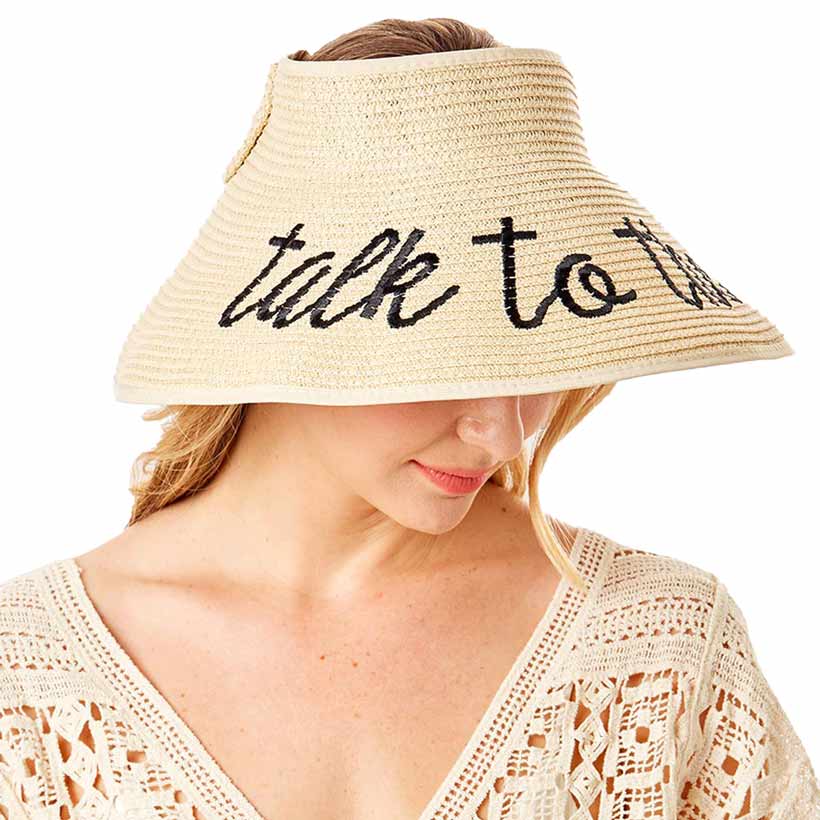 Beige Talk To The Sand Message Roll-Up Foldable Visor Sun Hat, whether you’re basking under the summer sun at the beach, lounging by the pool, or kicking back with friends at the lake, a great hat can keep you cool and comfortable even when the sun is high in the sky. Large, comfortabl.