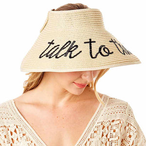 Beige Talk To The Sand Message Roll-Up Foldable Visor Sun Hat, whether you’re basking under the summer sun at the beach, lounging by the pool, or kicking back with friends at the lake, a great hat can keep you cool and comfortable even when the sun is high in the sky. Large, comfortable.