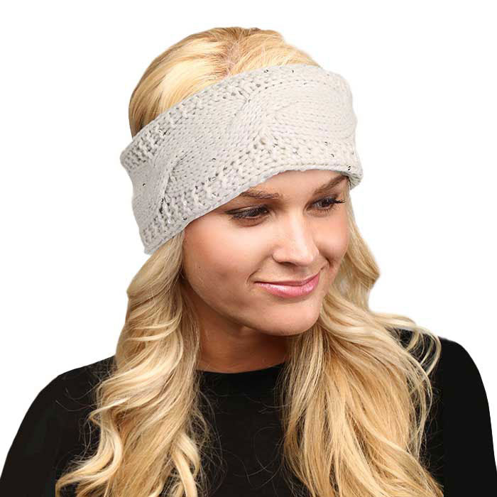 Beige Twisted Tiny Sequin Soft Knit Headband, Weather you're having a bad hair day, want to wear a pony tail, or have gorgeous cascading curls. This head warmer tops off your style with the perfect touch, knotted headband creates a cozy, trendy look, both comfy and fashionable with a pop of color. Perfect for ice-skating, skiing, camping, or any cold activities. This Head Warmer makes a perfect gift for your loved ones!