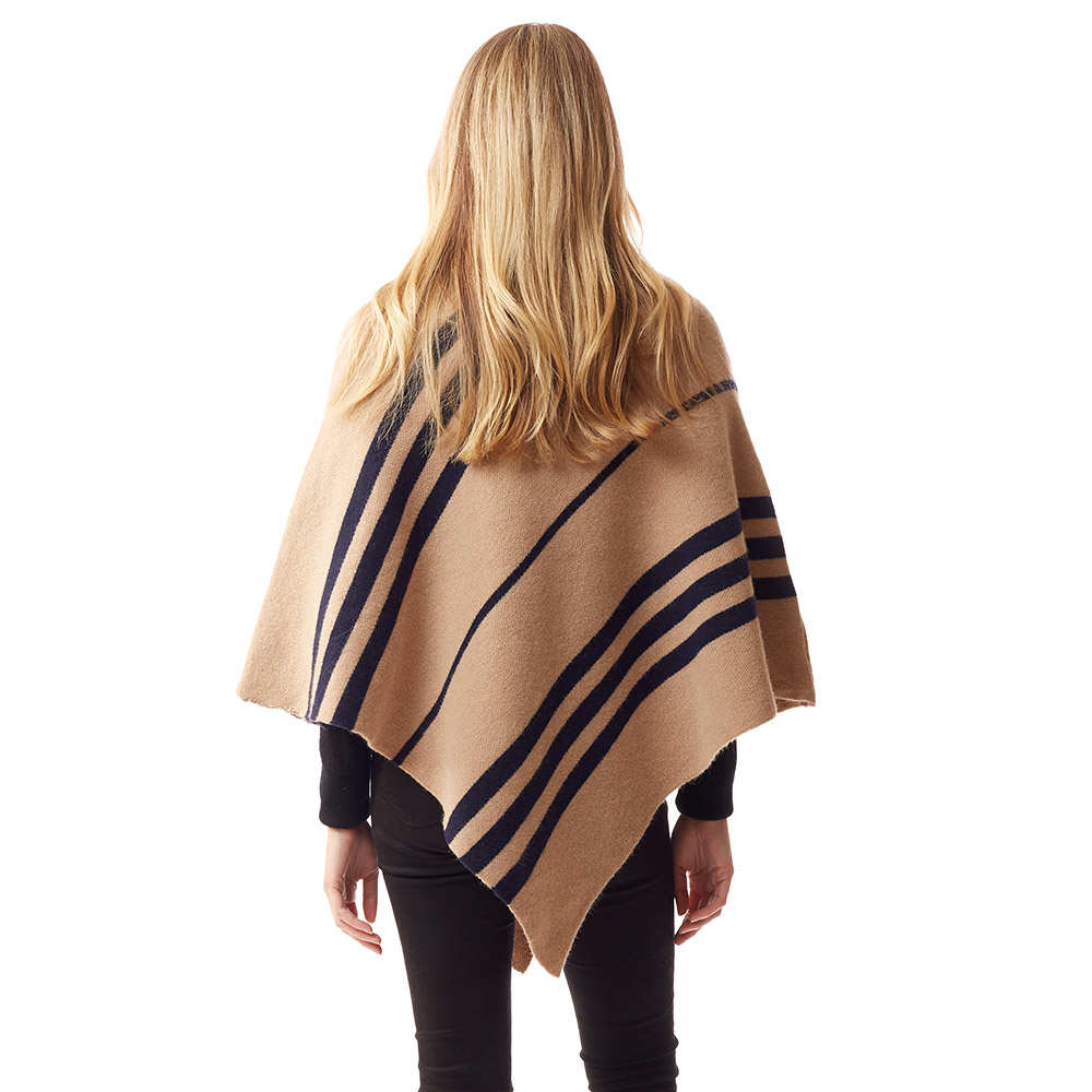 Vertical Striped Turtle Neck Collar Poncho, provides warmth, comfort in a cold day while keeping your look chic and feminine. Coordinates with all your winter outfits. Perfect Birthday Gift, Christmas Gift, Anniversary Gift, Regalo Navidad, Regalo Cumpleanos, Valentine's Day Gift, Dia del Amor, Asymmetrical Poncho Wrap