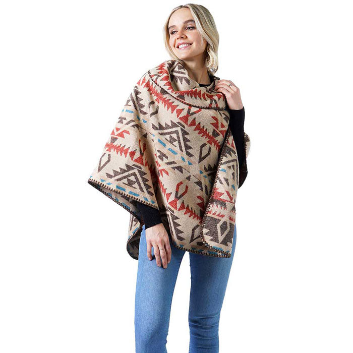 Western Pattern Poncho Ruana – Madeline Love