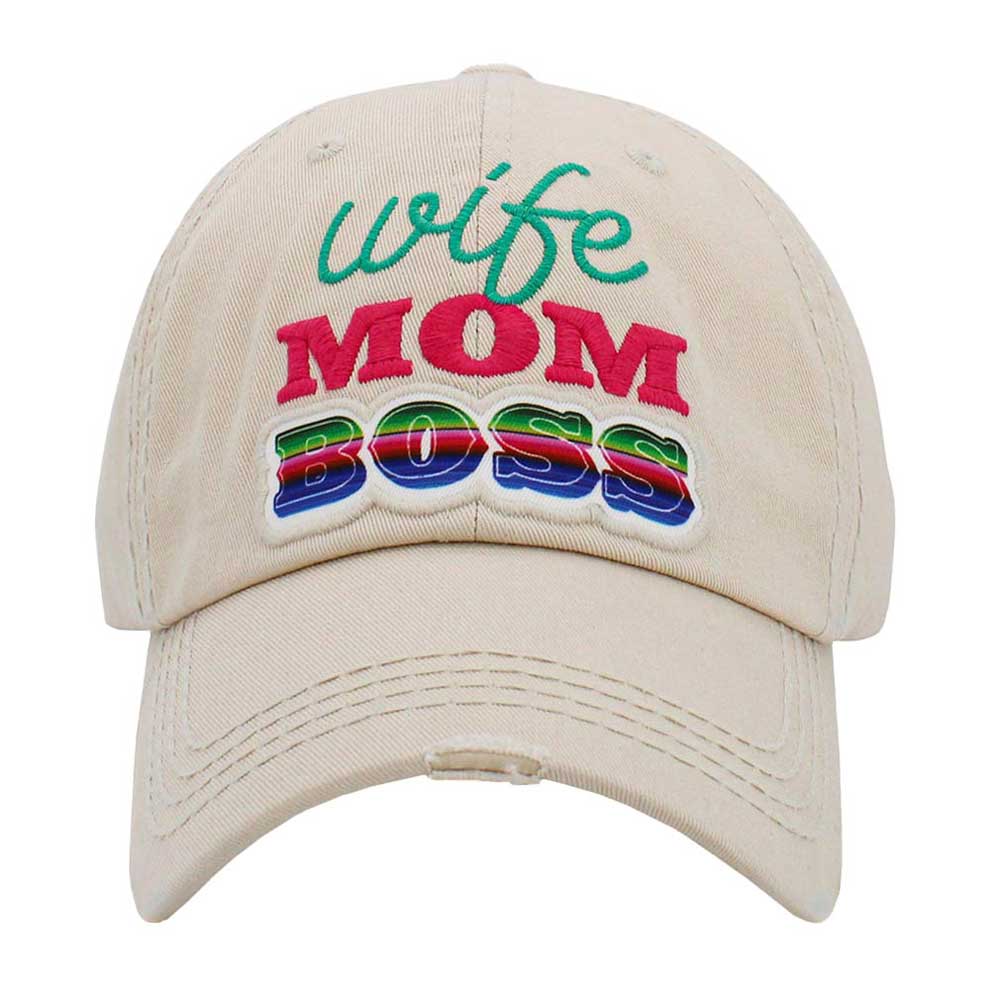 Beige Wife Mom Boss Message Vintage Baseball Cap, Fun is a cool vintage cap perfect for who is in charge of the home, it is an adorable baseball cap that has a vintage look, giving it that lovely appearance. These stylish vintage caps all feature catchy message themes that are sure to grab some attention. 