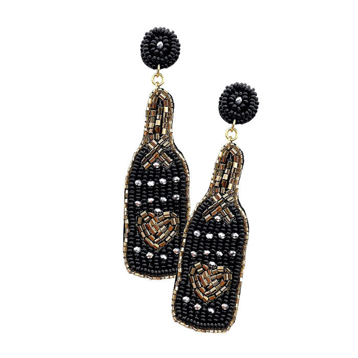 Black Felt Back Beaded Heart Pointed Champagne Dangle Earrings, put on a pop of color to complete your ensemble. Perfect for adding just the right amount of shimmer & shine and a touch of class to special events. Perfect Birthday Gift, Anniversary Gift, Mother's Day Gift, Graduation Gift.