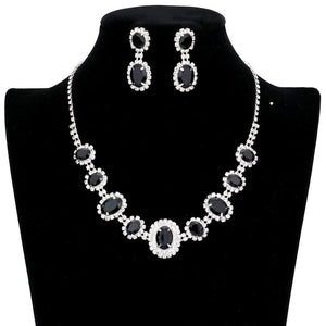 Black Oval Stone Accented Rhinestone Trimmed Necklace, These gorgeous Rhinestone pieces will show your class in any special occasion. Designed to accent the neckline, a fashion faithful, adds a gorgeous stylish glow to any outfit style, jewelry that fits your lifestyle! Suitable for wear Party, Wedding, Date Night or any special events. Perfect gift for Birthday, Anniversary, Valentine’s Day gift or any special occasion.