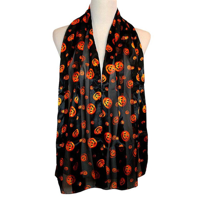 Black 6PCS Silk Feel Striped Halloween Pumpkin Print Scarf, is trendy & fabulous, a luxe addition to any cold-weather ensemble. Great for daily wear in the cold weather and winter to protect you against the chill. It's a Silk Feel Striped Halloween Pumpkin Print scarf that amps up the glamour with a plush material that feels amazing snuggled up against your cheeks and gives you a unique look at the Halloween party. 