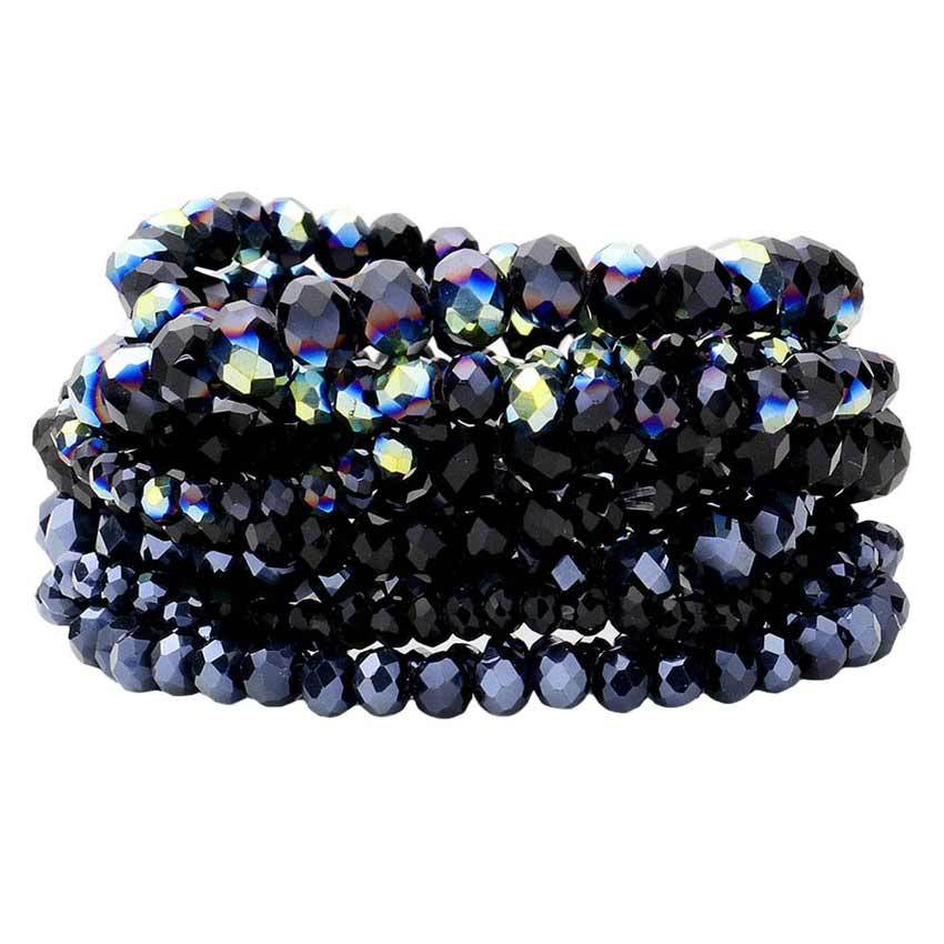 Black 9PCS Faceted Bead Stretch Bracelets, a timeless treasure, coordinate this 9 pieces Beaded  bracelet with any ensemble from business casual to everyday wear. Beautiful faceted Beads which are a perfect way to add pop of color and accent your style. Adds a touch of nature-inspired beauty to your look. Make your close one feel special by giving this faceted bracelet as a gift and expressing your love for your loved one on special day.