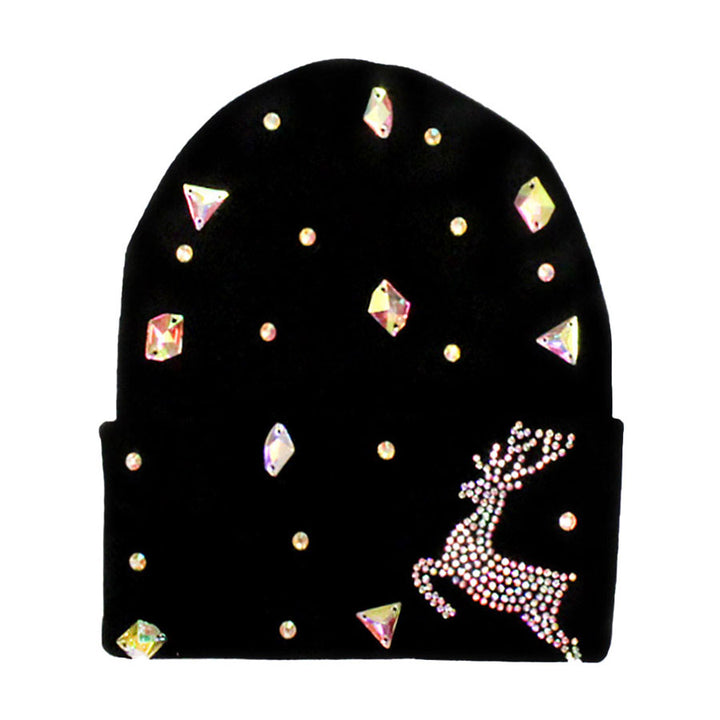 Black Animal Christmas Bling Reindeer Beanie Hat. Before running out the door into the cool air, you’ll want to reach for these toasty beanie to keep your hands incredibly warm. Accessorize the fun way with these beanie, it's the autumnal touch you need to finish your outfit in style. Awesome winter gift accessory!