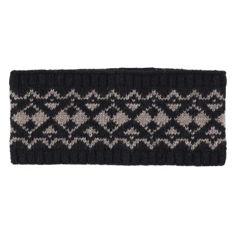 Black Aztec Pattern Ear Warmer Headband, Ear Warmer Headband with a beautiful Aztec Pattern can be worn centered or to the side for your comfort. It will shield your ears from cold winter weather ensuring all-day comfort and warmth. The headband is soft, comfortable, and warm adding a touch of classy style to your look. Show off your trendsetting style when you wear this ear warmer and be protected in the cold winter winds. Stay trendy and cozy.