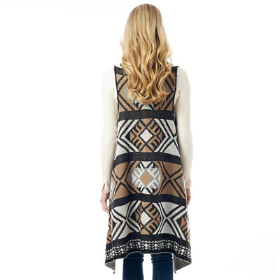 Black Aztec Pattern Vest With Button, soft feel and comfortable and the absolutely beautiful vest for boosting up your gorgeousness and confidence with comfort. It will warm you up without all the weight and keeps you looking stylish! Great for traveling, layering is best so you can take off or put on easily. It is nice to feel stylish while being comfortable. You can throw it on over so many pieces elevating any casual outfit!
