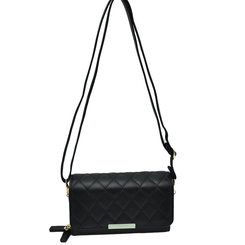 Black Beautiful Minimalist PU Lather Quilted Flap Bag, This cross-body bag is a stylish day-to-night accessory. It's a simple but eye-catching accessory to enrich your look with any outfit. The outer is adorned with quilting and stamped with branded hardware and you'll find a roomy compartment inside complete with a zipped pocket. Versatile enough for wearing straight through the week, perfectly lightweight to carry around all day.