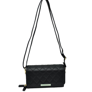 Black Beautiful Minimalist PU Lather Quilted Flap Bag, This cross-body bag is a stylish day-to-night accessory. It's a simple but eye-catching accessory to enrich your look with any outfit. The outer is adorned with quilting and stamped with branded hardware and you'll find a roomy compartment inside complete with a zipped pocket. Versatile enough for wearing straight through the week, perfectly lightweight to carry around all day.