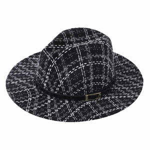 Black Belt Band Accented Check Patterned Fedora Hat, extends your classy look with perfect Fedora hat, adds a great accent to your wardrobe, Unique, timeless and classic. Fedora Hat looks cool and fashionable. Perfect for that bad hair day, or simply casual everyday wear; Makes a great gift for that fashionable on-trend friend of yours. This hat will soon be a favorite that goes with you everywhere. Stay comfortable outside on sunny days and also Fall or winter. 