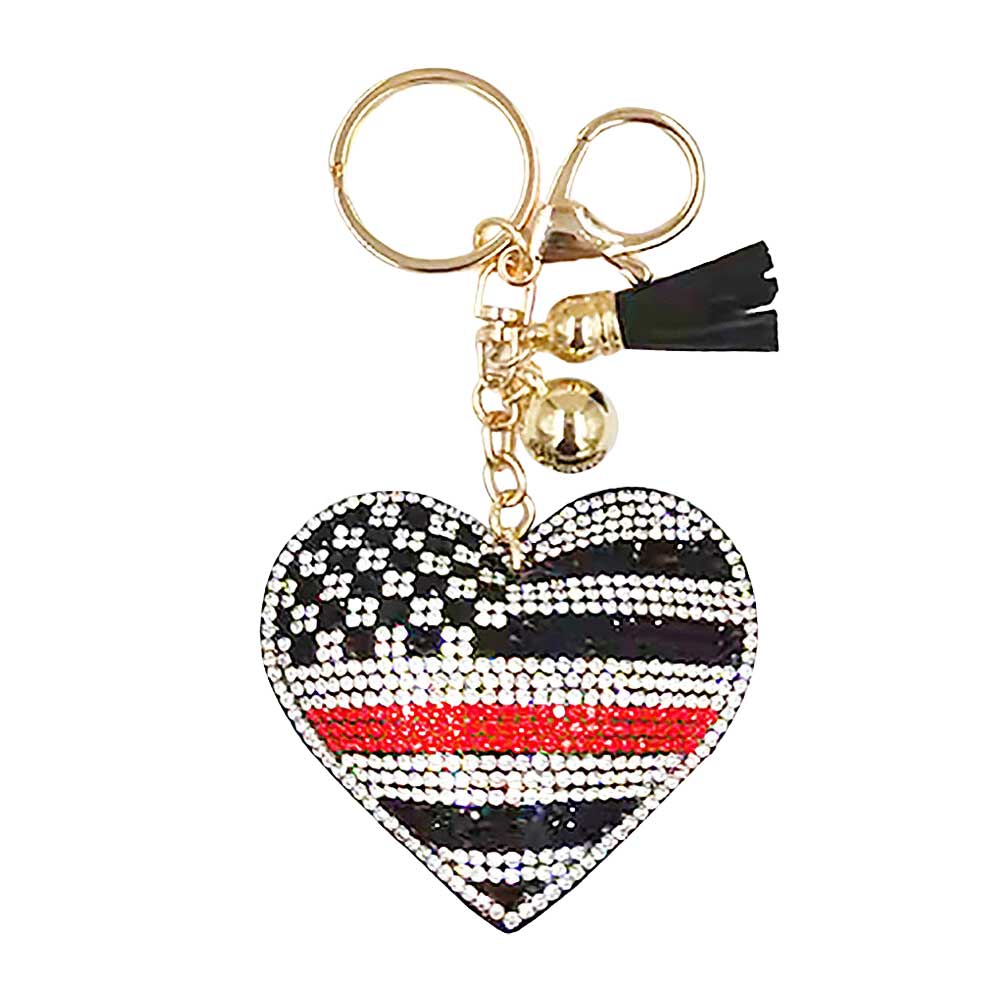 Black Bling American USA Flag Heart Tassel Keychain, is beautifully designed with a Patriotic, Tassel theme that will make a glowing touch on everyone, especially at a party or an occasion. Show love and respect for your country. This flag keychain makes you stand out as a patriot. This tassel-themed keychain is the best to carry around the keys to your treasure box or your hideout