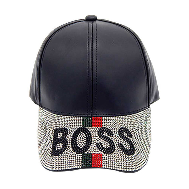 Black Bling Boss Message Baseball Cap, High quality embroidered "Boss" Message on front, inspirational hat. Get your head in the game with this well-constructed baseball-style cap. perfect for the festive season, embrace the festive spirit with these Boss Message Cap, and keep your hair out of your face and eyes by wearing this comfortable baseball cap during all your outdoor activities like sports and camping!