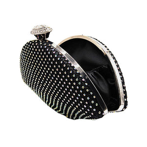 Black Bling Evening Clutch Crossbody Bag, It is a beautiful and elegant evening handbag. This evening purse bag is uniquely detailed, Big enough to hold keys, cards, lipstick, and phones. Perfect for weekends, weddings, evening parties, proms, cocktail various parties, nights out or formal occasions. Look like the ultimate fashionista carrying this trendy Evening Clutch Bag! 