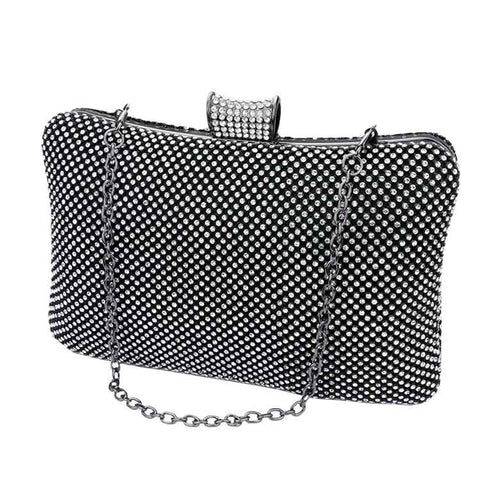 Bling Evening Tote Clutch Crossbody Bag - Black