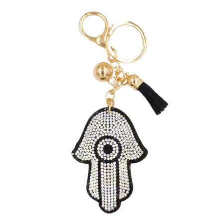 Bling Evil Eye Tassel Key Chain - Black - Keychains