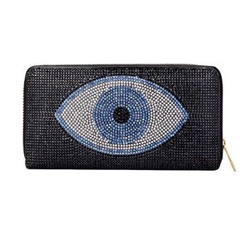 Black Bling Evil Eye Zipper Wallet, treat yourself to a new wallet from our super stylish selection! look like the ultimate fashionista even when carrying a wallet for your money or credit cards.This evil eye themed wallet is great for when you need something small to carry or drop in your bag. Zipper Wallet, perfect for money, credit cards, keys or coins and many more things, light and gorgeous.