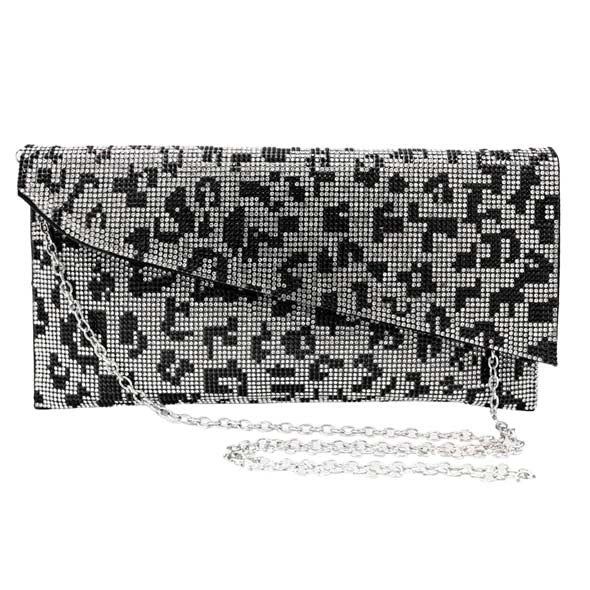 Black Bling Leopard Patterned Evening Clutch Crossbody Bag, is the perfect choice to carry on the special occasion with your handy stuff. It is lightweight and easy to carry throughout the whole day. You'll look like the ultimate fashionista while carrying this Crossbody Evening Bag. This stunning Bling Leopard Patterned Clutch bag is perfect for weddings, parties, evenings, cocktail parties, wedding showers, receptions, proms, etc. 
