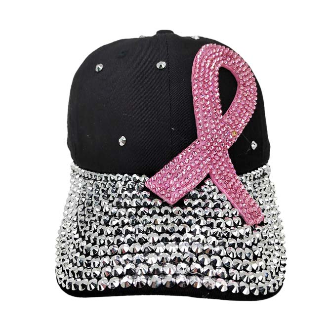 Black Bling Pink Ribbon Baseball Cap, a beautiful Baseball Cap for smart and trendy women! Perfect for walks in the sun or rain, great for a bad hair day, and still looks cool. Soft textured, embroidered message and distressing contrast stitching baseball cap that will become your favorite cap. show your trendy side with this Pink Ribbon-themed baseball cap. Make You More Attractive And Beautiful Among The Crowd. Have fun and look Stylish.