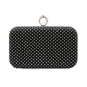 Black Bling Rectangle Evening Clutch Crossbody Bag, is fit for all occasions and places. perfect for makeup, money, credit cards, keys or coins, and many more things. This handbag features a top Clasp Closure for security and contains a detachable shoulder chain that makes your life easier and trendier. Its catchy and awesome appurtenance drags everyone's attraction to you. Perfect gift ideas for a Birthday, Holiday, Christmas, Anniversary, Valentine's Day, etc.