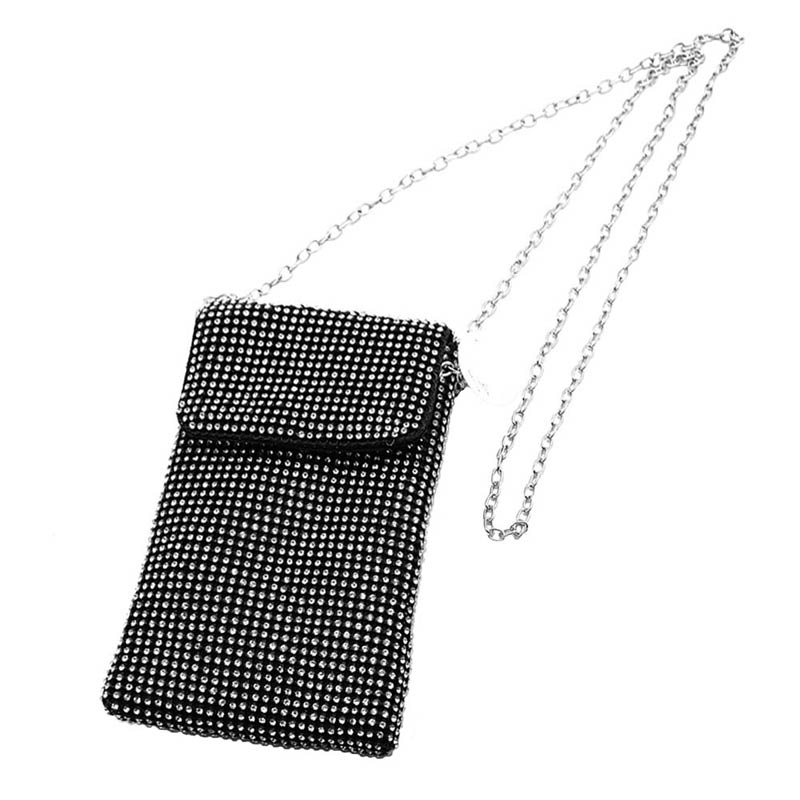 Black Bling Rectangle Evening Crossbody Bag, This evening crossbody bag is uniquely rectangle detailed and works for both classic and formal attire as well as more casual evening wear and party bag for the night on the town with the girls. perfect for money, credit cards, keys or coins, and ID, light and gorgeous. Look like the ultimate fashionista carrying this trendy Evening Crossbody Bag!