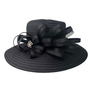 Black Bow Accented Dressy Hat. This Beautiful, Timeless, Classy and Elegant Vintage Inspired Feather Fascinator Hat is Suitable for as a Wedding Fascinator,Themed Tea Party Hat, Garden Party, Easter,Church, Cocktail Hat, Fashion Show,Carnivals, Performance or any Events any Special Occasion. 