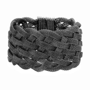 Black Braided Metal Mesh Detail Magnetic Bracelet Braid Mesh Accent Bracelet, covers a range of trends, including boho, classic, festival & modern, an eye-catching alternative for all year around. Pair with tee & jeans to dress up your laid-back look, or add to a dress to enhance your work ensemble. Ideal Gift, Any Occasion