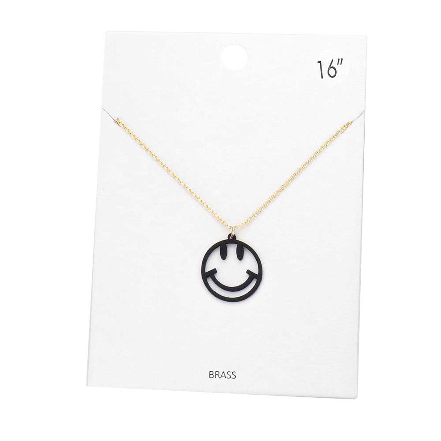 Black Brass Metal Smile Pendant Necklace, Get ready with these Pendant Necklace, put on a pop of color to complete your ensemble. Perfect for adding just the right amount of shimmer & shine and a touch of class to special events. Perfect Birthday Gift, Anniversary Gift, Mother's Day Gift or any special occasion.